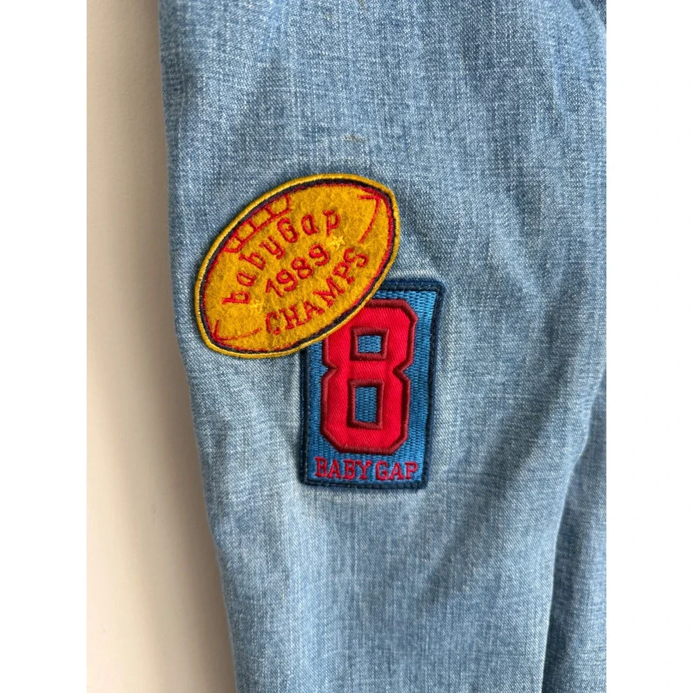 Baby Gap Kids Blue Denim Patches Overalls Vintage Sports Rugby Size‎ 3T